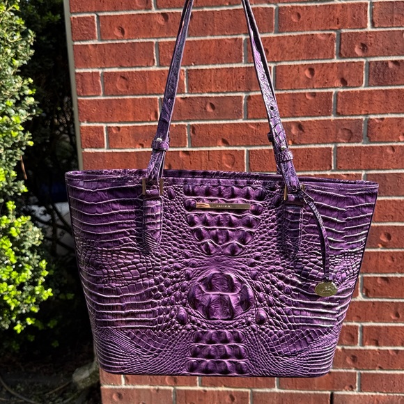 Brahmin Medium Asher Tote Amethyst Purple Melbourne Croc Embossed Leather NWOT - Picture 13 of 15